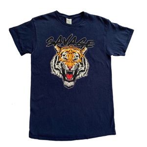 Savage Tiger Navy Vintage T-shirt Unisex M